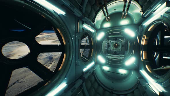 Dark Space Ship Futuristic Interior alt