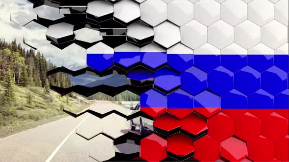 Russia Flag Hexagon Transition - 4K Resolution