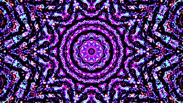 Bright abstract light set full color kaleidoscope purple background