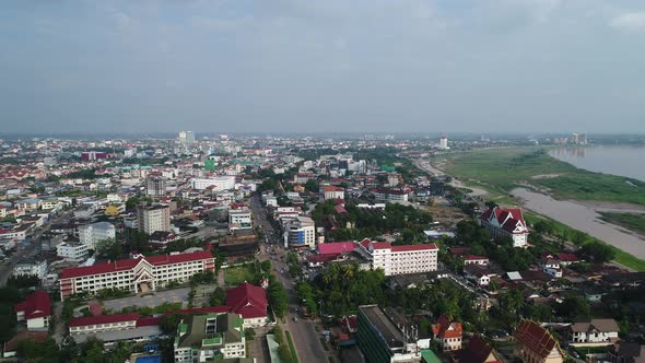 Vientiane city in Laos seen from the sky