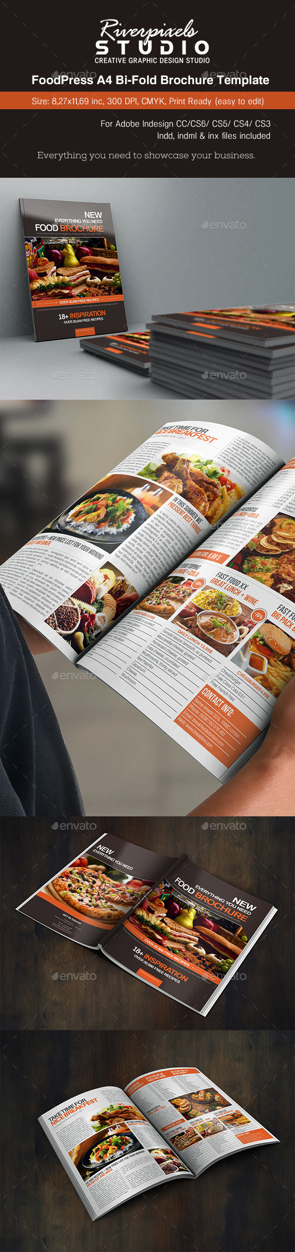 FoodPress BiFold Brochure Template
