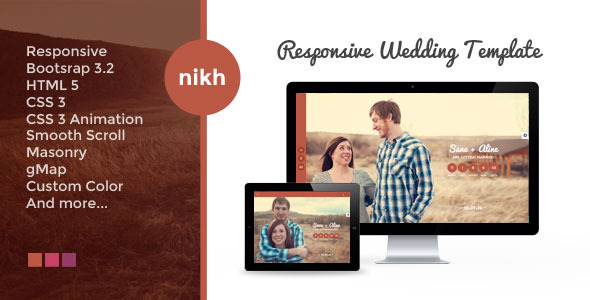 NIKH – Responsive HTML Wedding Template