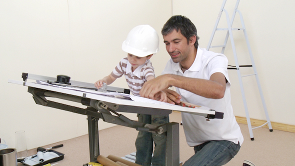 Father and Son Refurbishing a Bedroom