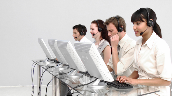 Multiethnic Business People Working in a Call Center