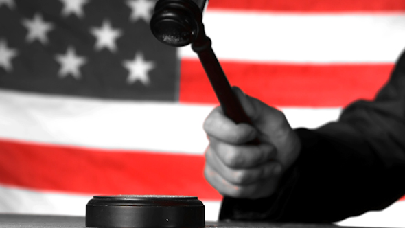Judge Calling Order With Gavel In American Court