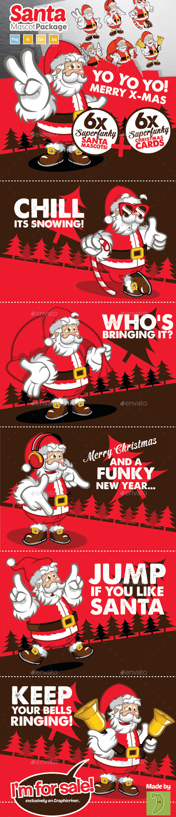 Santa Mascot And Christmas Card