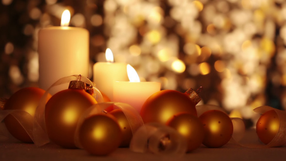 Christmas Candles and Balls Changing Light