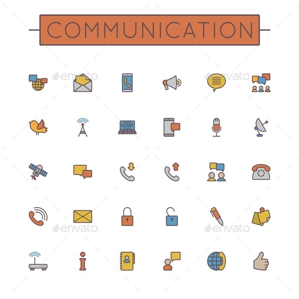 Vector Colored Communication Line Icons