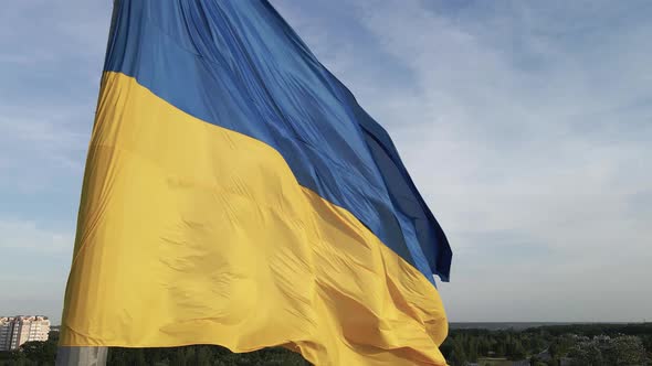 Flag of Ukraine in the Wind. Kyiv