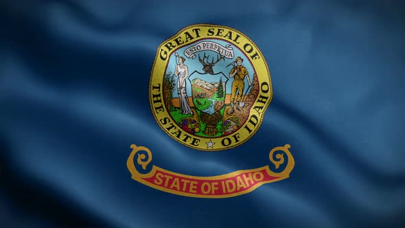 Idaho State Flag Blowing In Wind