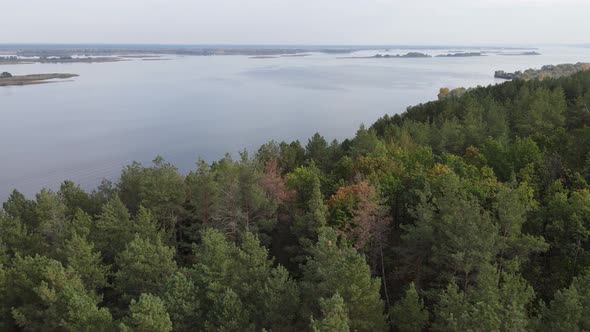 Aerial View of the Dnipro River - the Main River of Ukraine