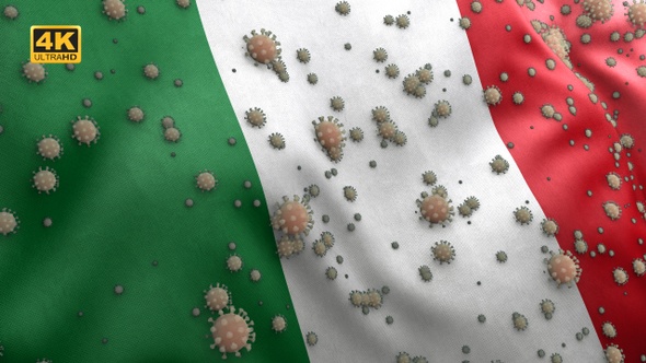 Covid Italy Flag / Corona Italian Flag - 4K