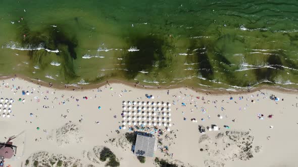 Aerial footage of the beautiful coastline of Bulgaria at the area of Sunny Beach