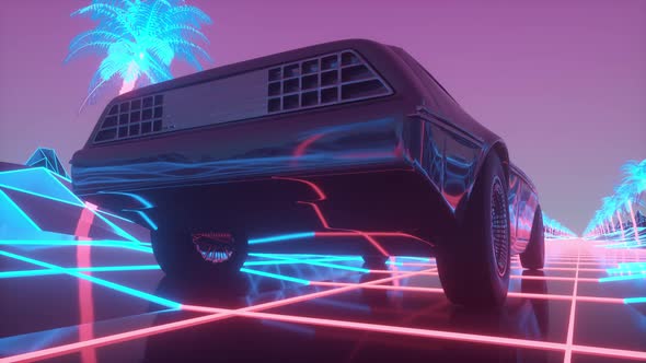 Retro Car of the Future Retrowave Style Back to the 1980's
