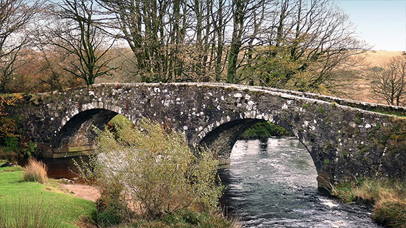 Old Stone Bridge Over River