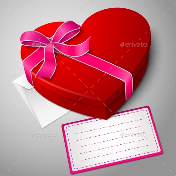 Red Heart Shaped Box with Ribbon