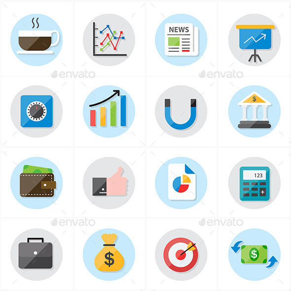 Flat Icons For Business and Finance