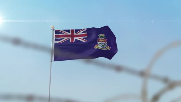 Cayman Islands  Flag Behind Border