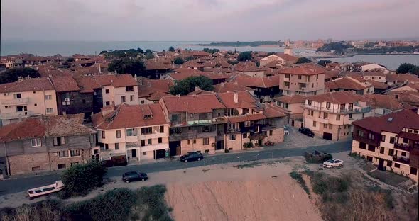 the old town Nessebar shot from high on sunrise