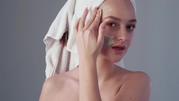 Skin Detox Facial Treatment Woman Applying Mask