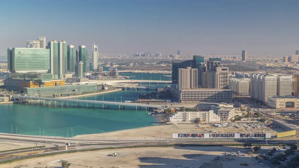 Aerial Skyline of Abu Dhabi City Centre From Above Timelapse