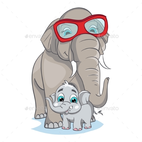 Image of Mother and Baby Elephant