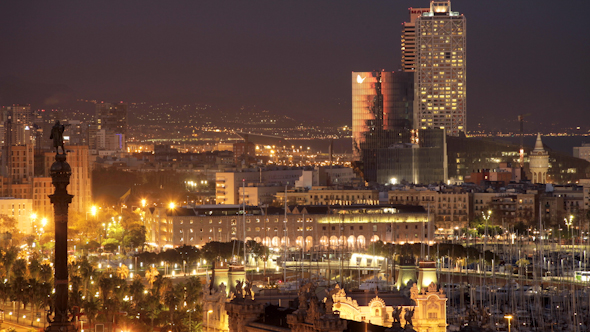 Barcelona Night Cityscape 03