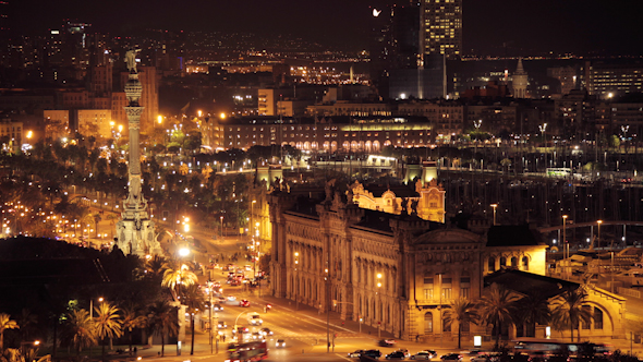 Barcelona Night Cityscape 04