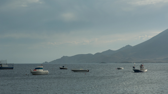 Boats In Cabo De Gata Bay, Almeria Spain