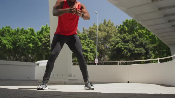 Man exercising in an urban setting