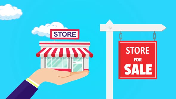Real Estate : Store for sale animation