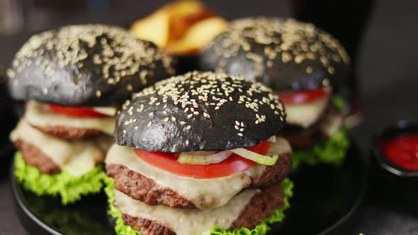 Double Beef Burger with Vegetables and Cheese