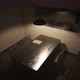 Dark, empty interrogation room seen through the one-way mirror. Investigation - VideoHive Item for Sale