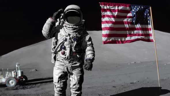 Astronaut Saluting the American Flag