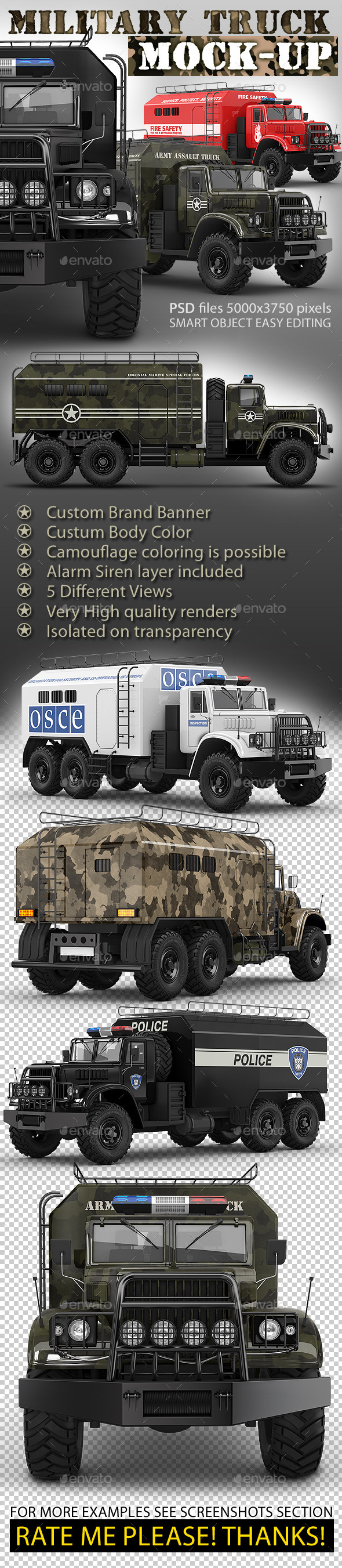 Military truck mock-up. Assault army or support car