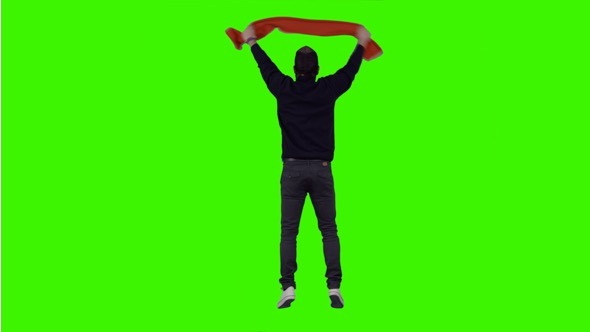 Cheering Fan on Green Screen