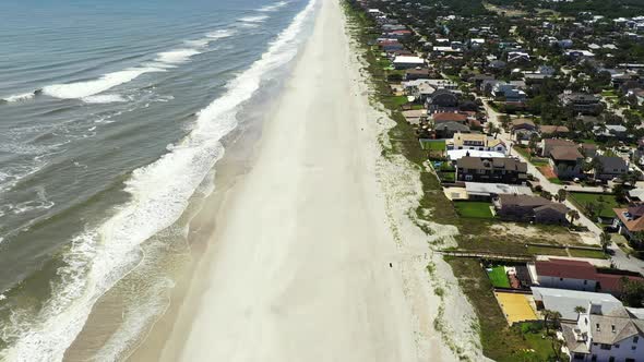 Aerial shot Jacksonville Beach shut down during Coronavirus Covid 19 pandemic
