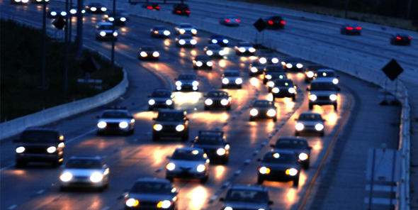 Busy City Highway at Dusk