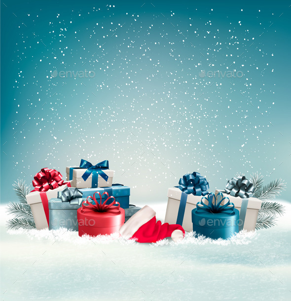 Winter Background with Presents