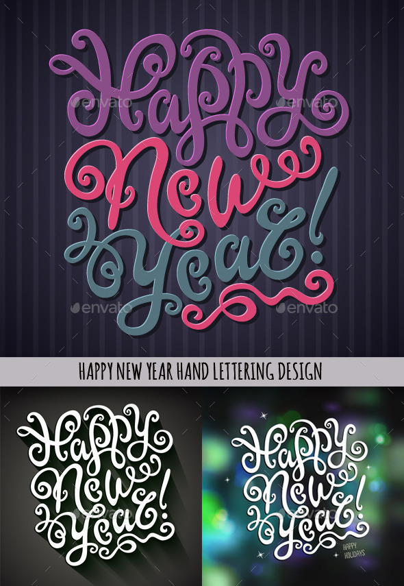 Happy New Year Hand Lettering Set