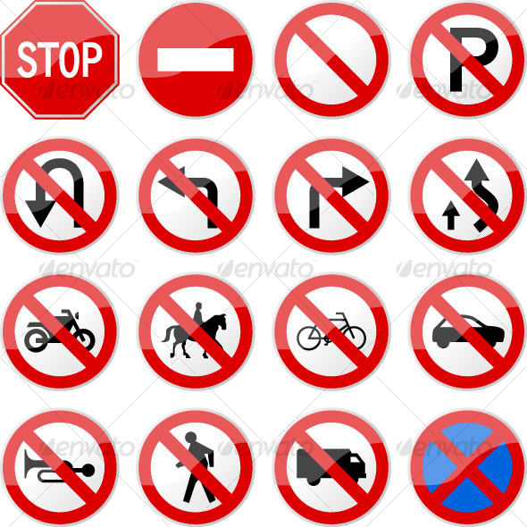 Road Sign Glossy Vector (Set 4 of 6)