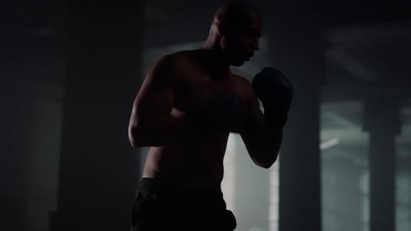 Male Boxer Kicking Punch Bag