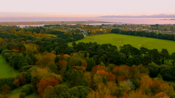 Aerial view over St. Anne Park in Dublin city