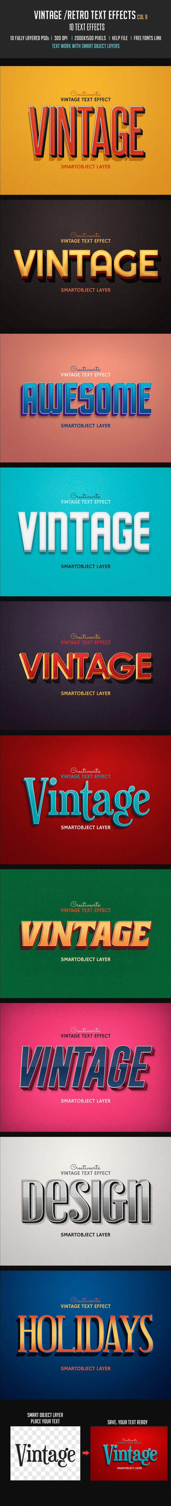 Vintage Retro Text Effects Col 9