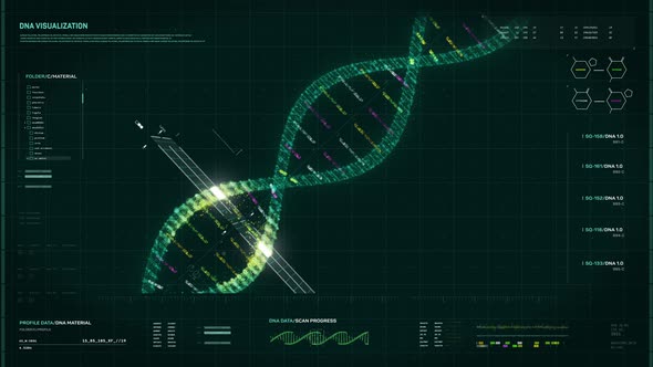 Green DNA Strand is being slowly Examined using the Medical Research Software