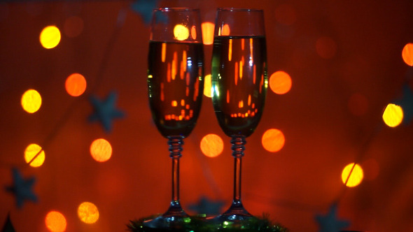 Christmas Glasses With Champagne