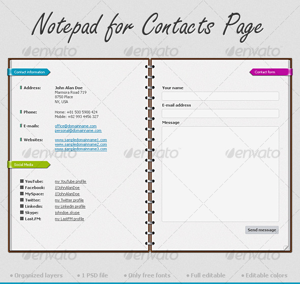 Notepad for Contacts Page