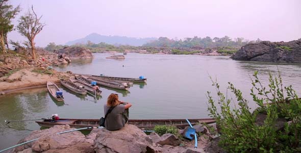 Lao Cambodia Border Mekong River alt