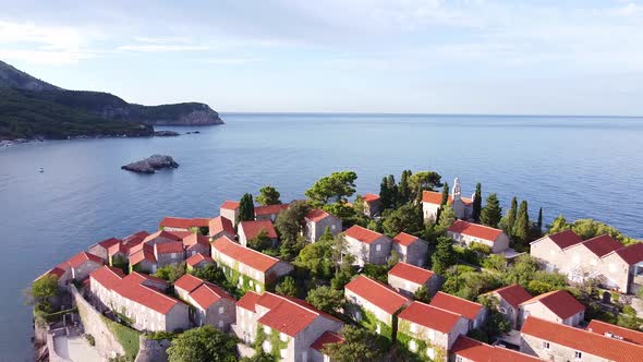 Drone View of Picturesque Island with Old Architecture Style