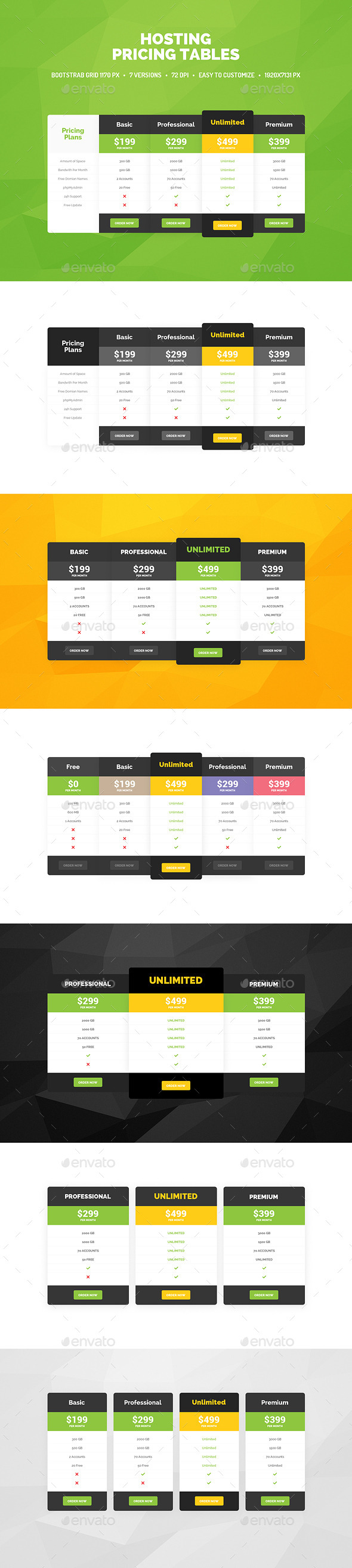 Pricing Tables